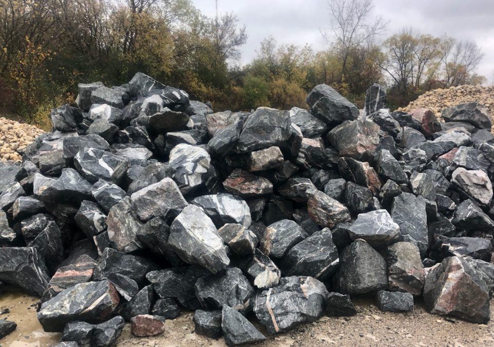 Black Granite Boulders natural stone — Landscape Material